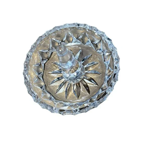 Vintage Clear Diamond Swag Cut Glass Jewelry Ring Holder Bowl Dish - Picture 2 of 5